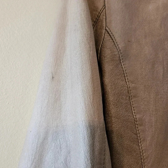 Danier Women's Ruffled Boho Leather Moto Casual Jacket Biker Sand Tan Size XS. - Picture 10 of 15